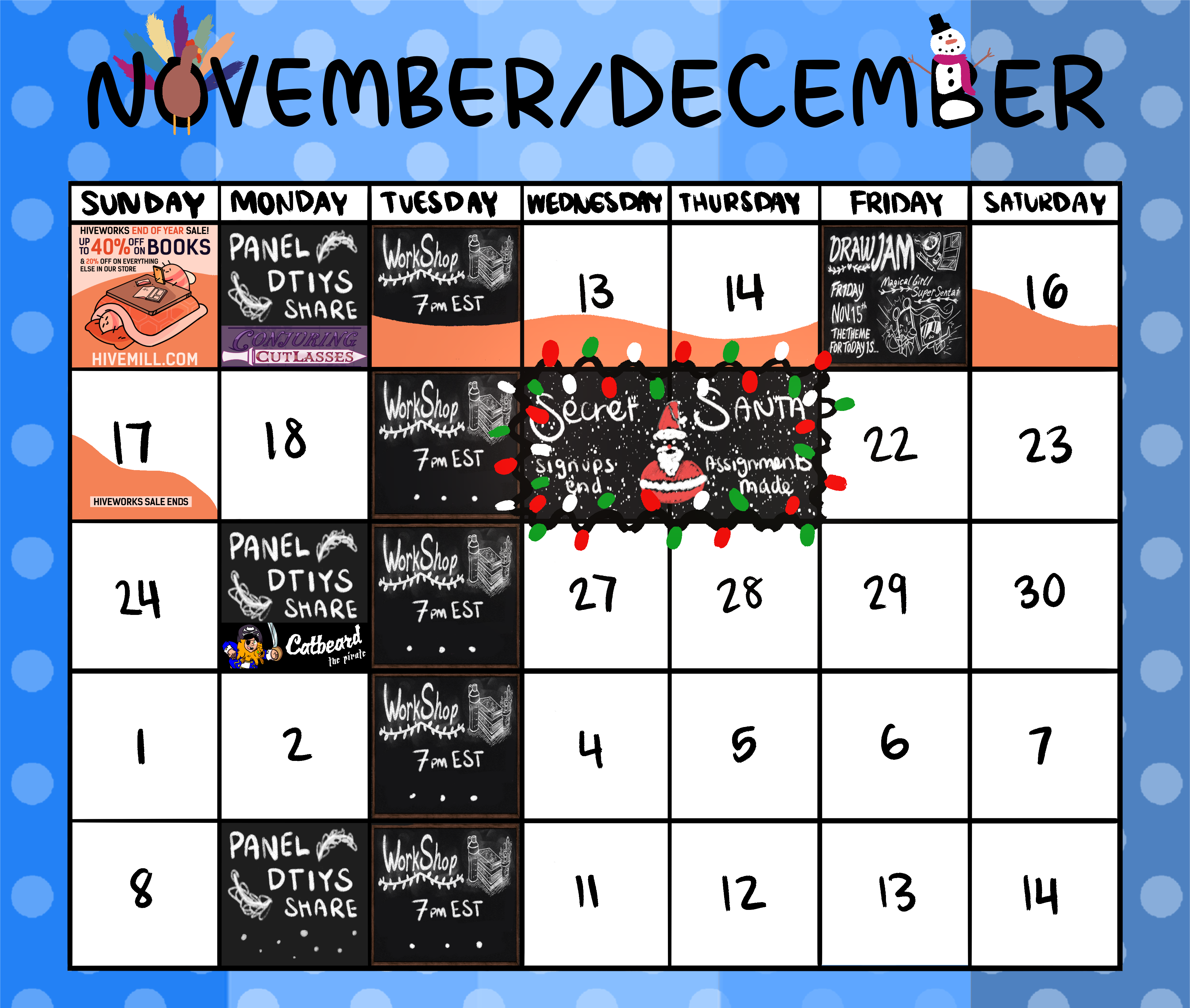 Screen Tones Community Calendar November/December 2024